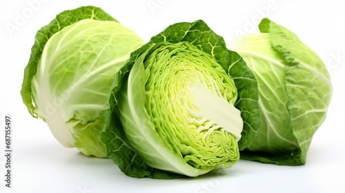 Cut cabbage on white background photo