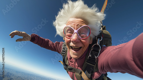 Sourire en Altitude: Aventure et Liberté pour une Senior Audacieuse photo