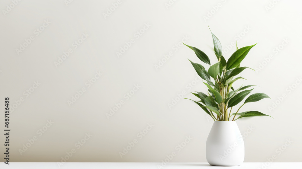 Minimalist Indoor Plant in White Vase on White Background Minimalist Indoor Plant in White Vase on White Background