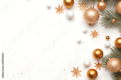 Christmas flat lay mockup background with copy space. Light Christmas background.