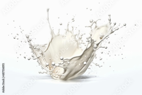 white milky water splash isolated on white background. generative ai