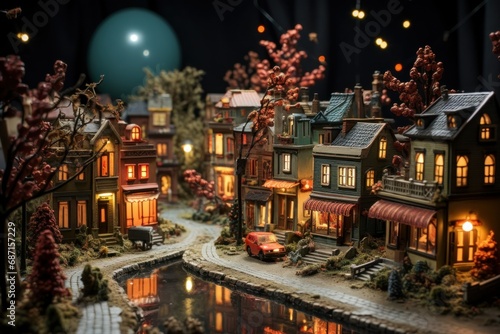 Christmas Villages at Night - Generative AI © Sidewaypics