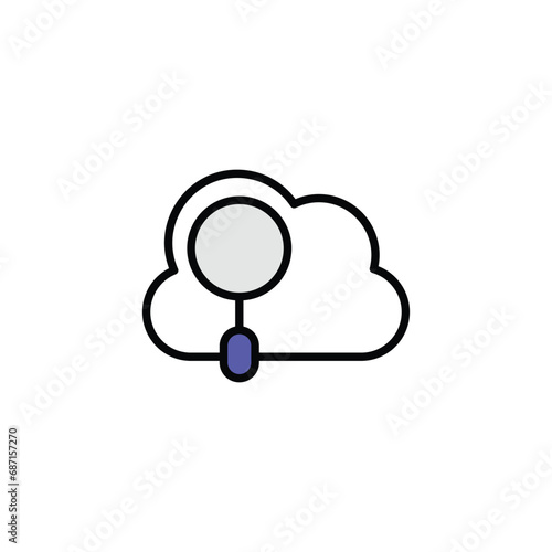 Cloud Search icon design with white background stock illustration