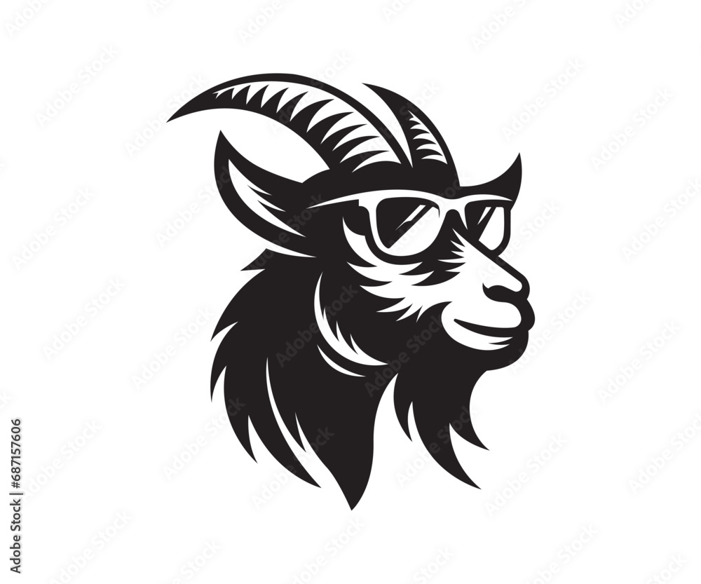 Cool Goat with Sunglasses Vector Cool Goat with Sunglasses Vector