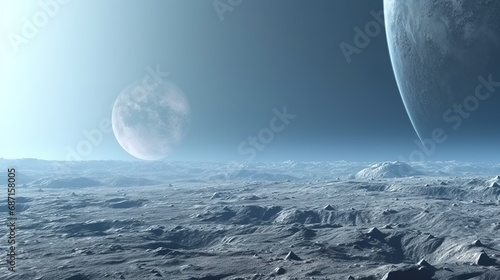 Lunar Surface with Earthrise View