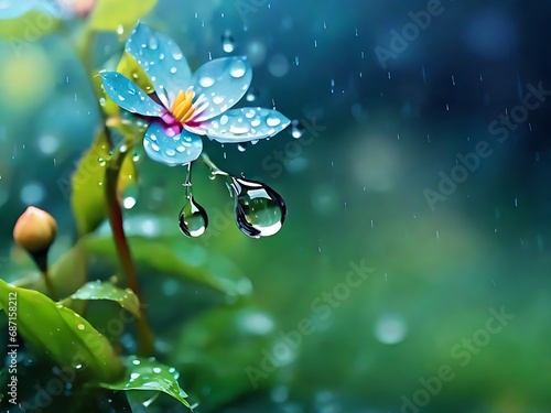 Beautiful Different Colour Flower Close Shot, Snow, Water Drop,Colour Background, Generative Ai