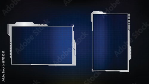 abstract blue background of display futuristic sci fi hud frame profile