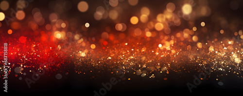 Hintergrund mit abstrakten Glitter Lichter, Funkeln, Sterne in rot, gold und schwarz als bokeh Banner