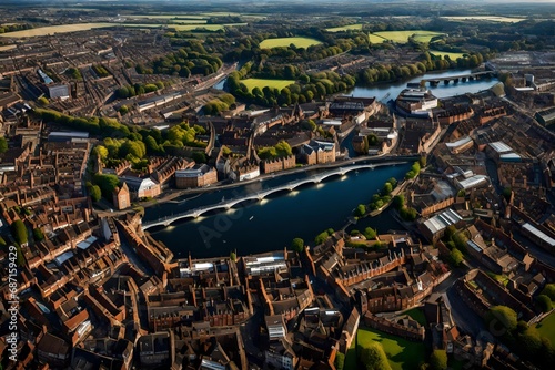**aerial view of reading. A large town on the thames and kennet rivers in southern england- photo