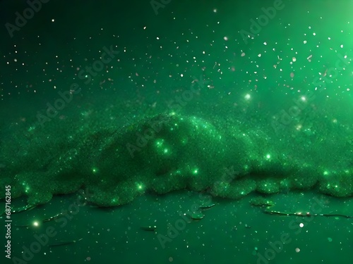 3D Realistic Green Christmas glitter background. illustration vector glittering for greeting cards, wallpapers, and all prints on demand. Generative AI.