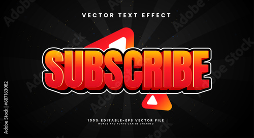 Subscribe editable text style effect. Vector text effect with red and suitable for video content