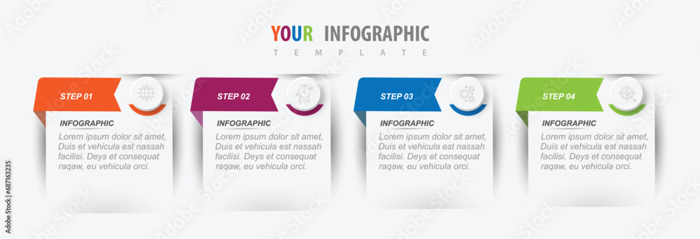 Modern abstract infographics with four steps or processes elements business concept illustration