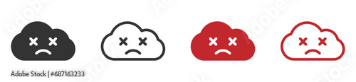 Cloud server error, 404 not found vector signs set