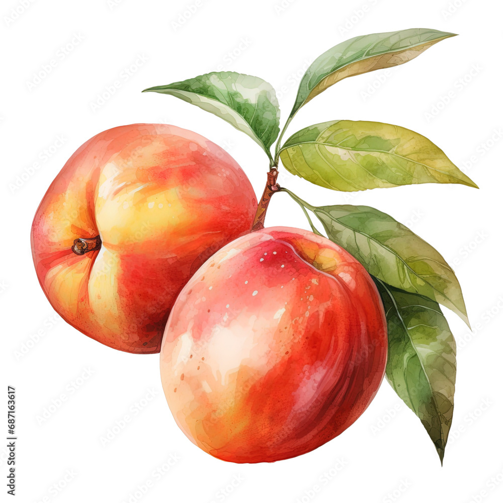 Watercolor Peach on transparent background Watercolor Peach on transparent background