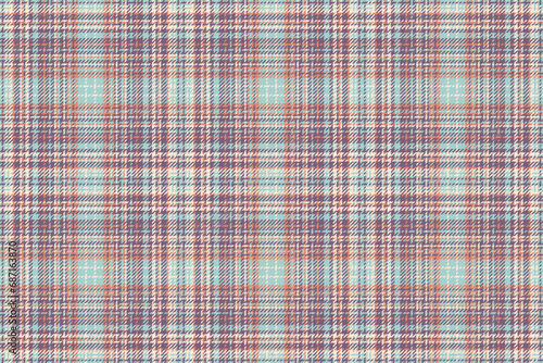 Fabric check plaid of seamless tartan background with a vector textile pattern texture.