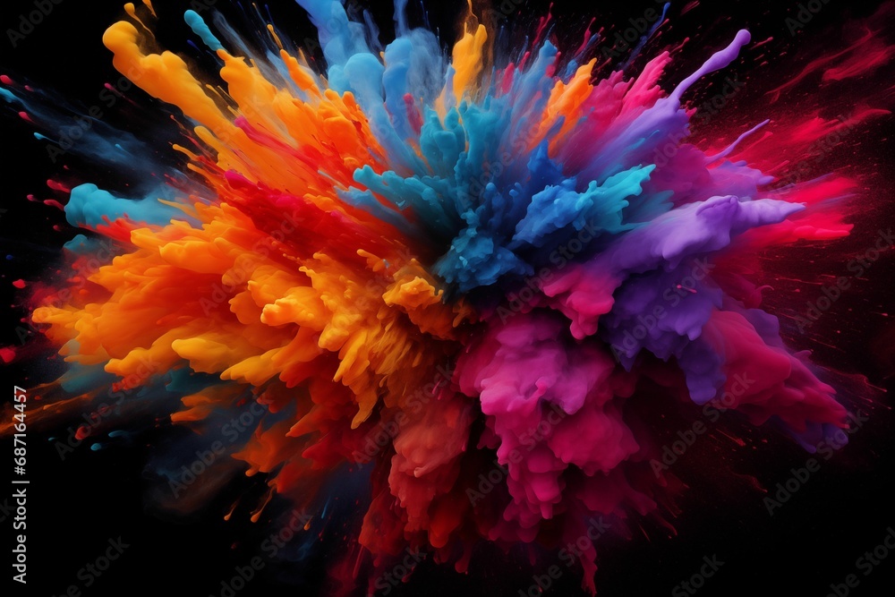 Obraz premium AI-generated illustration of a vibrant display of color illuminated in the darkness