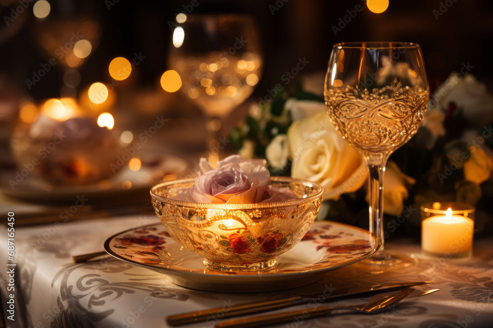 Festive New Year's Eve Table Setting with Sparkling Candles and Elegant Decorations
