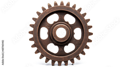 Old rusty gear wheel isolated on transparent background, PNG image with background removed, Created with Generative Ai technology.