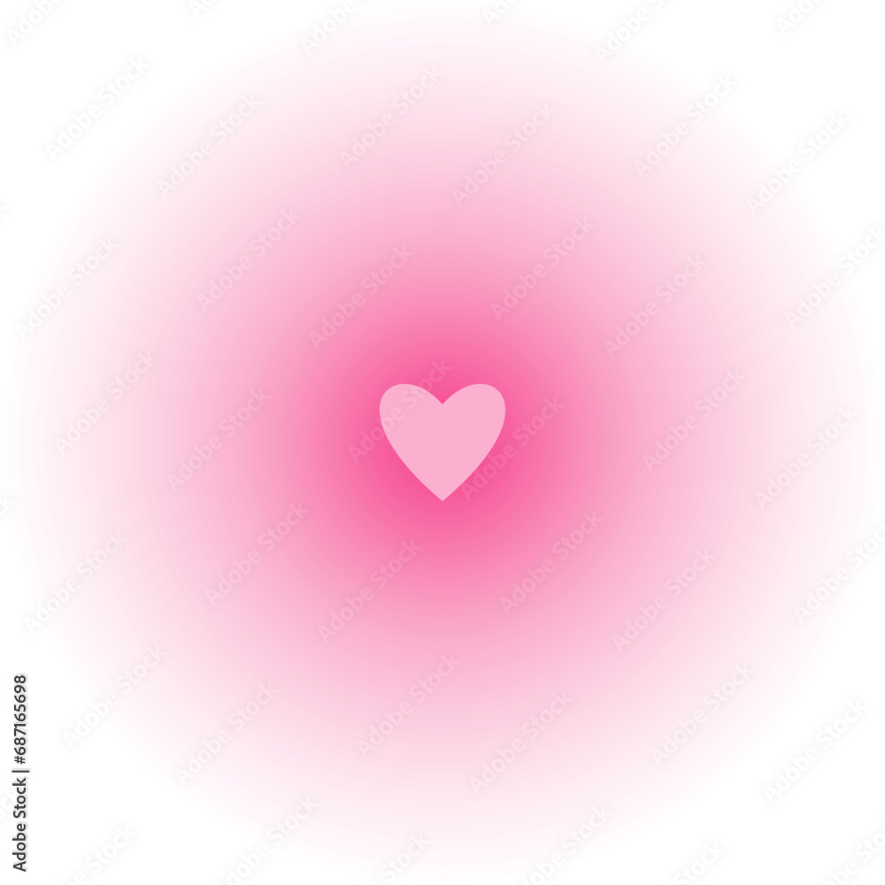 Abstract blur gradient heart shape in pink color. vector element for social post, banner, poster, png isolated on white background.