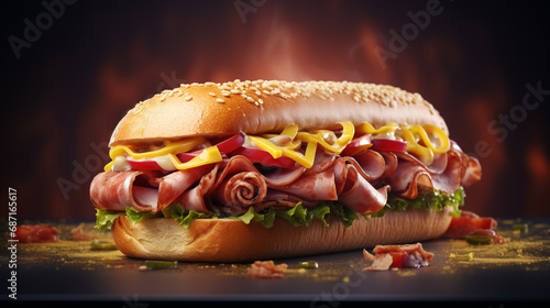hot dog with salad HD 8K wallpaper Stock Photographic Image 