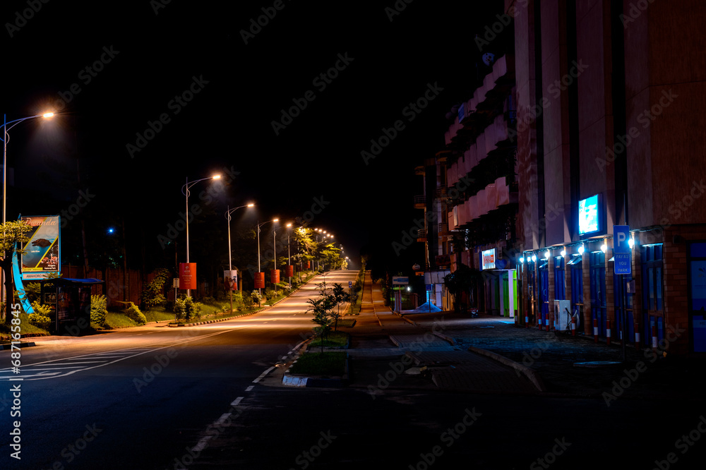 Kigali street at night Kigali street at night