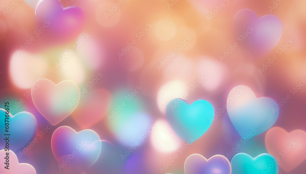 hearts bokeh blurred background for valentine day