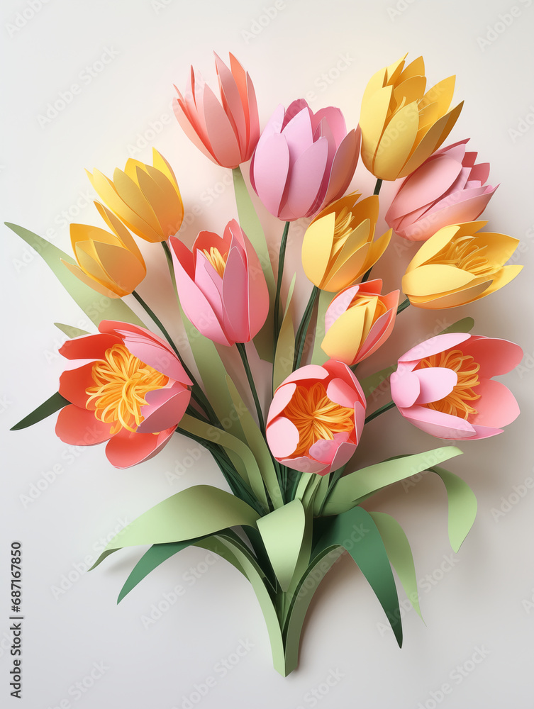 Paper-cut lilies on white walls Paper-cut lilies on white walls