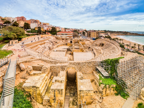 Tarragona, Spain - The Roman Amphitheatre in Tarragona in Spring.