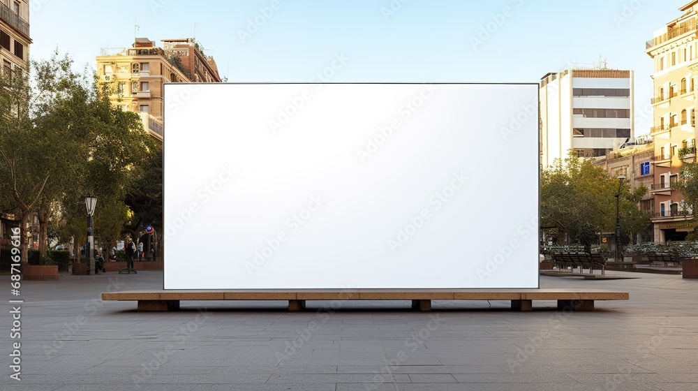 Blank billboard in a public square Blank billboard in a public square