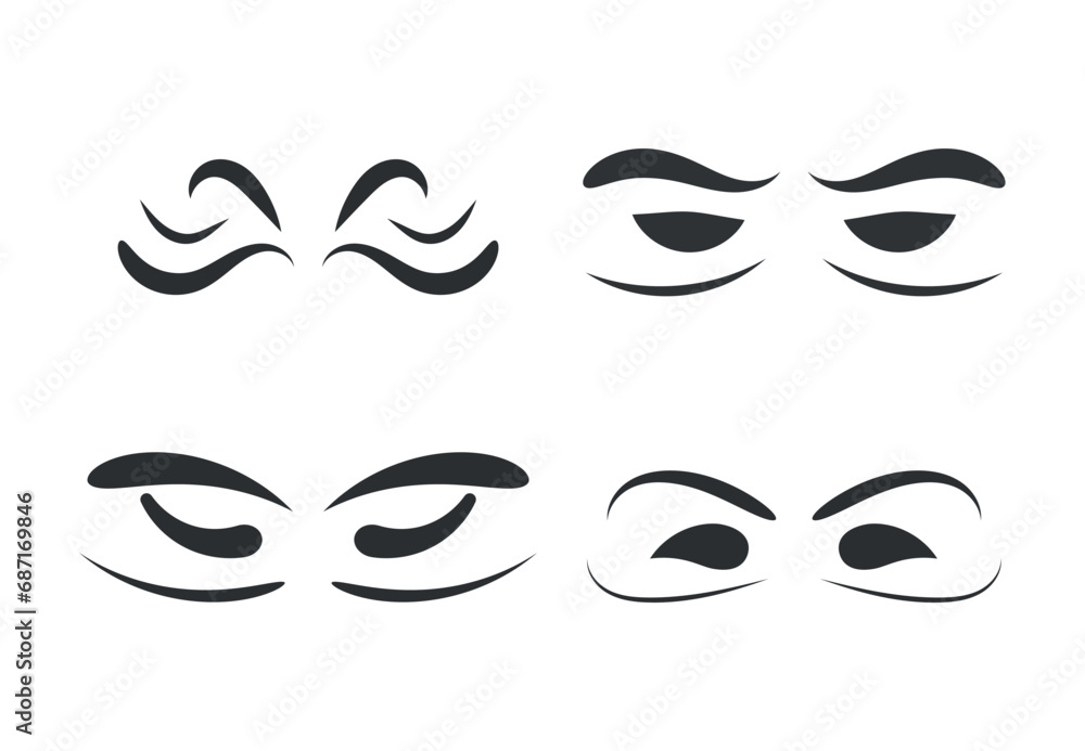 Vector Outline eye icons. Open and closed eyes Vector Outline eye icons. Open and closed eyes