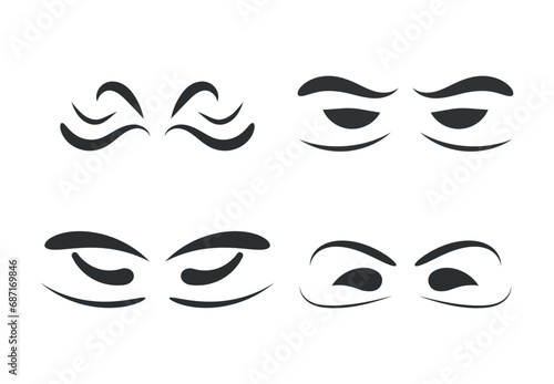 Vector Outline eye icons. Open and closed eyes