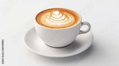 Cup of Latte Isolated on the White Background 