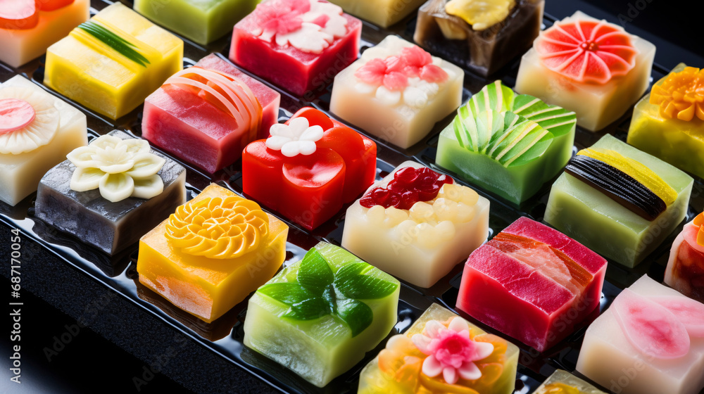 和菓子のアップ、カラフルなお菓子の盛り合わせ Stock Photo | Adobe Stock