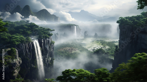 Waterfall in the Jungle. Generative Ai