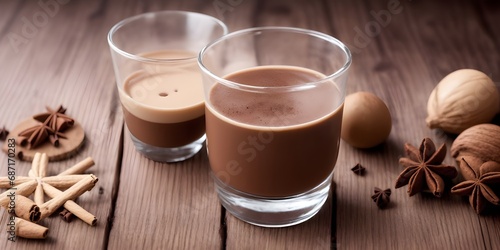 Chocolate Coquito  touch of vanilla extract  cinnamon  dark rum  and chocolate