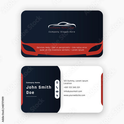 red white auto parts car mechanic repair garage service rental company taxi business corporate automotive card modern abstract simple clean visiting card design mockup vector illustration template log