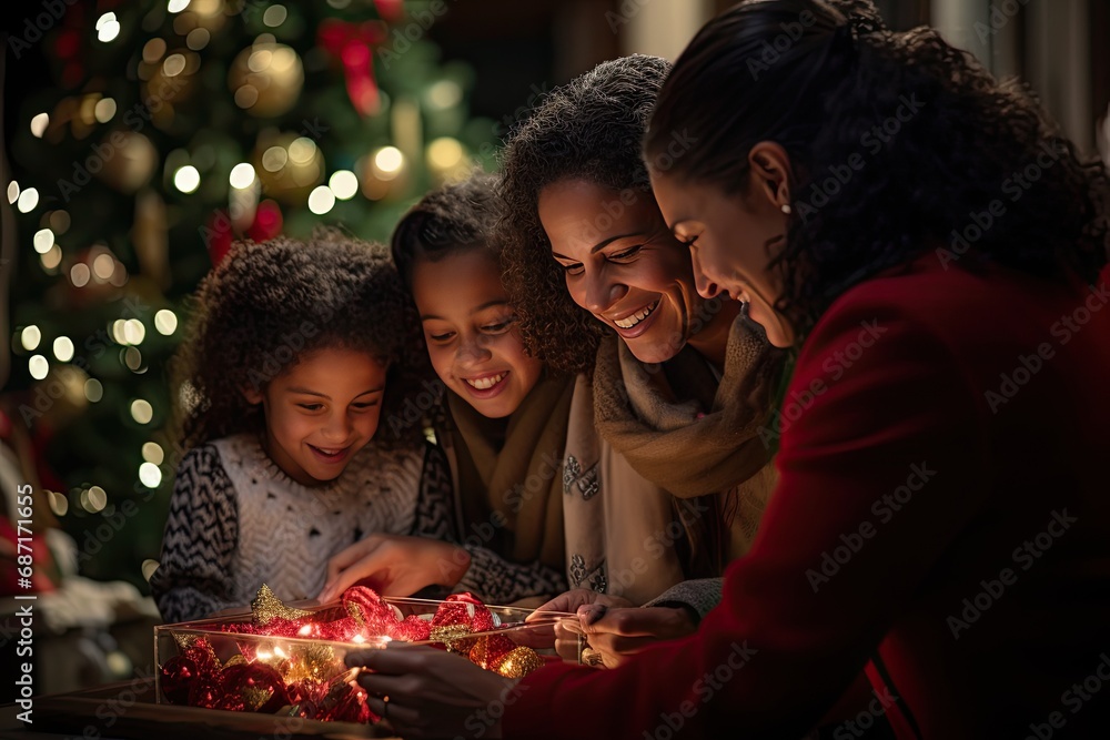 Happy Family Opening Christmas Gifts Happy Family Opening Christmas Gifts