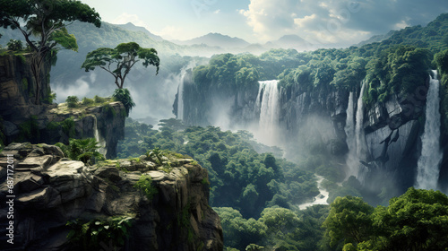 Waterfall in the Jungle. Generative Ai