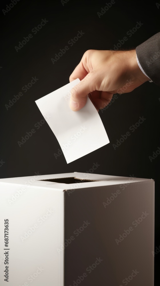 A hand dropping a ballot into a voting box, symbolizing civic engagement and the democratic process of choosing government officials at various levels, including government, municipality. A hand dropping a ballot into a voting box, symbolizing civic engagement and the democratic process of choosing government officials at various levels, including government, municipality.