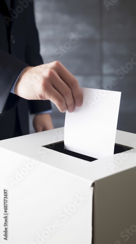 A hand dropping a ballot into a voting box, symbolizing civic engagement and the democratic process of choosing government officials at various levels, including government, municipality.