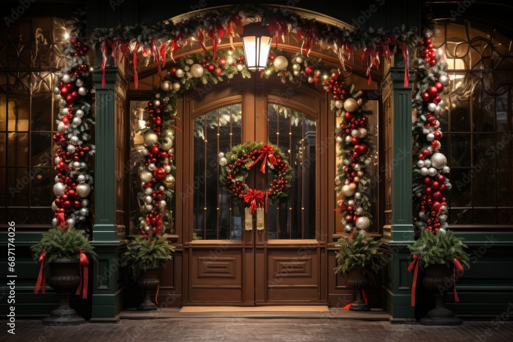 Christmas Decorated Doors - Generative AI Christmas Decorated Doors - Generative AI