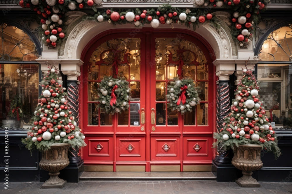 Christmas Decorated Doors - Generative AI Christmas Decorated Doors - Generative AI