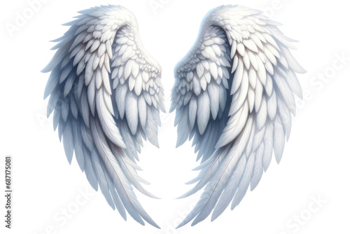 White angel wings llustration cut out transparent isolated on white background ,PNG file photo