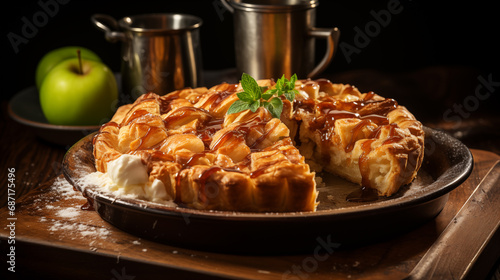 Food photo of the national Irish apple pie, a traditional dish for the feast of St. Patrick