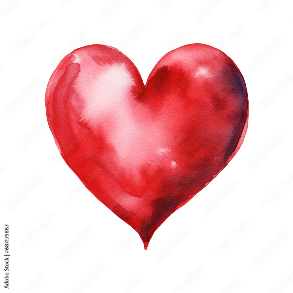 Watercolor Red Heart Illustration, Red Heart png, Transparent Heart Graphics, Heart without background, cute heart emoji, painted heart, watercolor texture heart png, emotion, love symbol