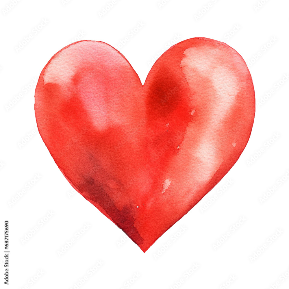 Watercolor Red Heart Illustration, Red Heart png, Transparent Heart Graphics, Heart without background, cute heart emoji, painted heart, watercolor texture heart png, emotion, love symbol