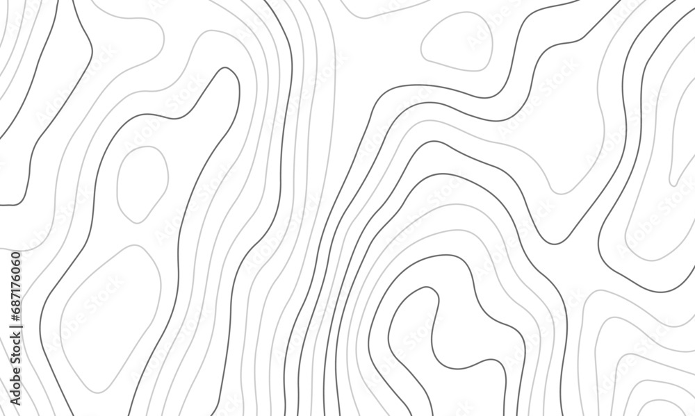 Black and white wavy paper curve relief abstract topographic map background. Geographic mountain relief. Topographic map lines, contour background. Abstract wave lines background.