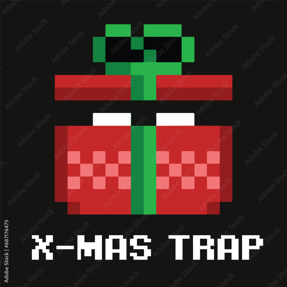 Fototapeta premium editable pixel vector Illustration of Gift Monster, good for sticker, clip art, icon, logo, game assets, etc.