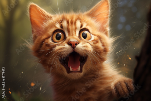 illustration of a funny cat