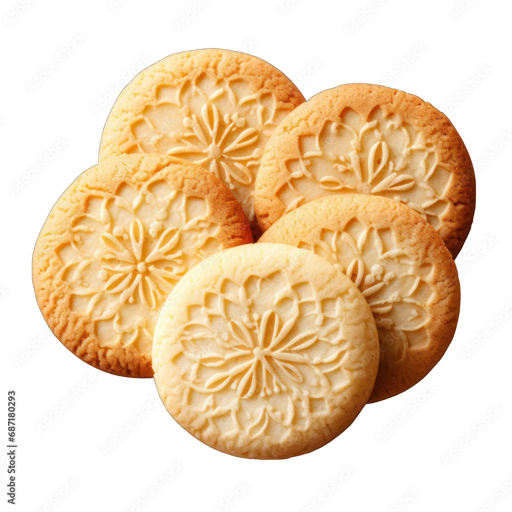 Sugar Cookies from Above Isolated on Transparent or White Background, PNG